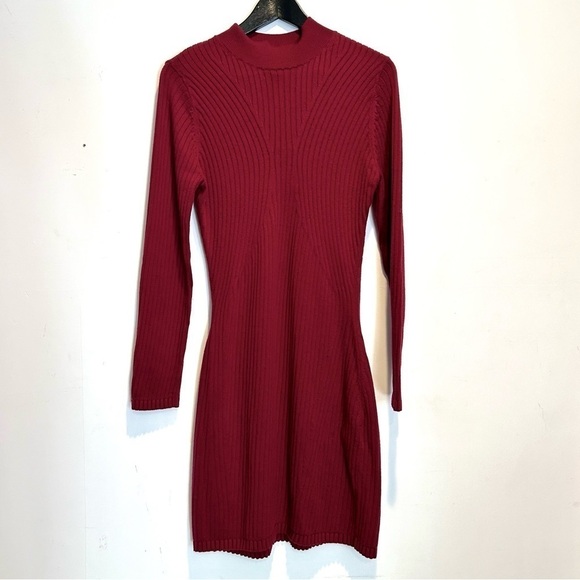 & Other Stories Wool Blend Ribbed Knit Mock Neck Sweater Dress, Size Large - Picture 2 of 10